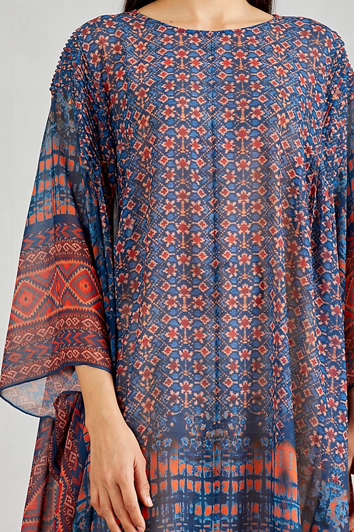 Blue Pleated Midi Kaftan by Kavita Bhartia at Pernia's Pop Up Shop