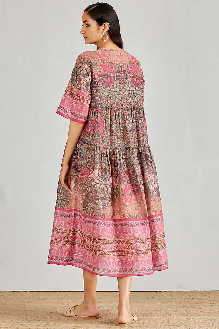 Multi Colored Printed Tiered Summer Dress by Kavita Bhartia at Pernia's Pop Up Shop