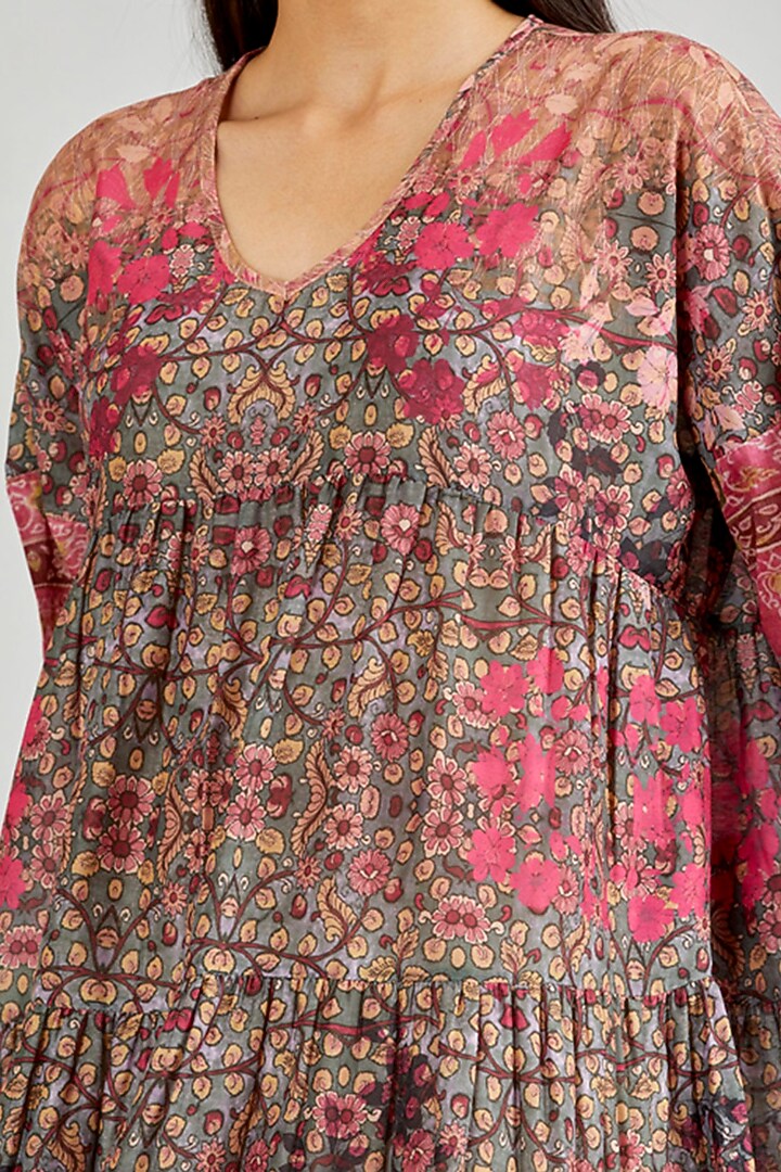 Multi Colored Printed Tiered Summer Dress by Kavita Bhartia at Pernia's Pop Up Shop