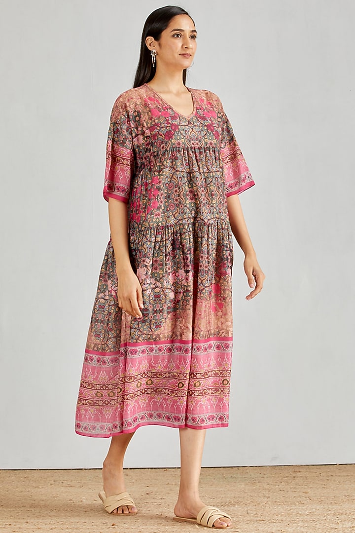 Multi Colored Printed Tiered Summer Dress by Kavita Bhartia at Pernia's Pop Up Shop