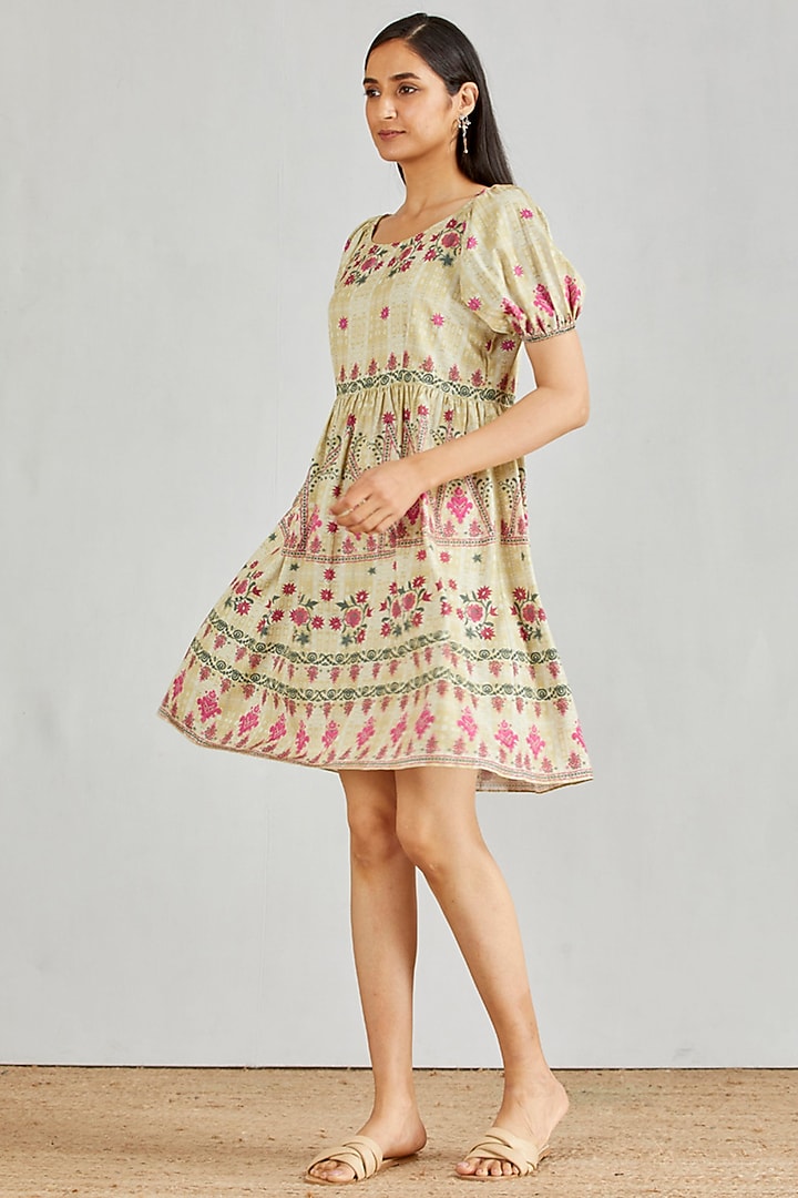 Multi Colored Printed Baby Doll Summer Dress by Kavita Bhartia at Pernia's Pop Up Shop