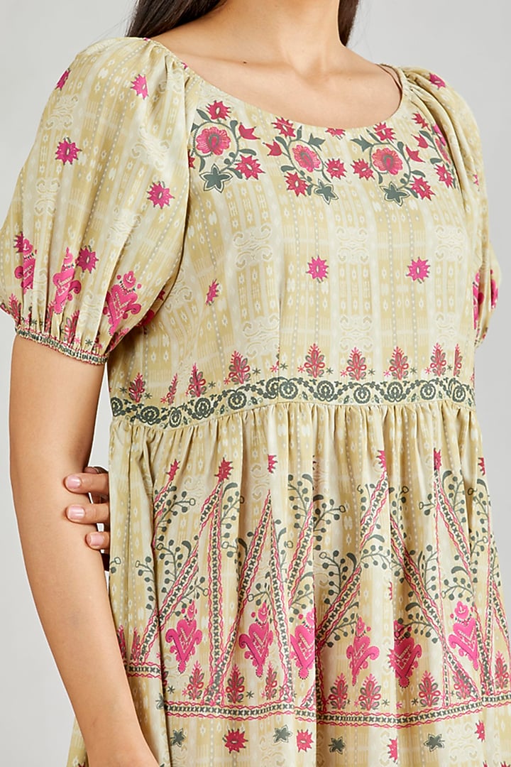 Multi Colored Printed Baby Doll Summer Dress by Kavita Bhartia at Pernia's Pop Up Shop