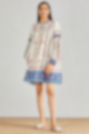 Multi Colored Printed Pleated Summer Dress by Kavita Bhartia at Pernia's Pop Up Shop