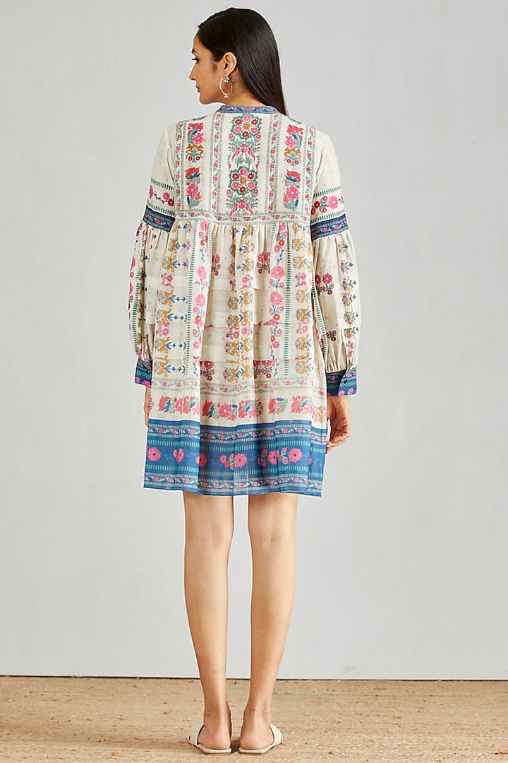 Multi Colored Printed Pleated Summer Dress by Kavita Bhartia at Pernia's Pop Up Shop