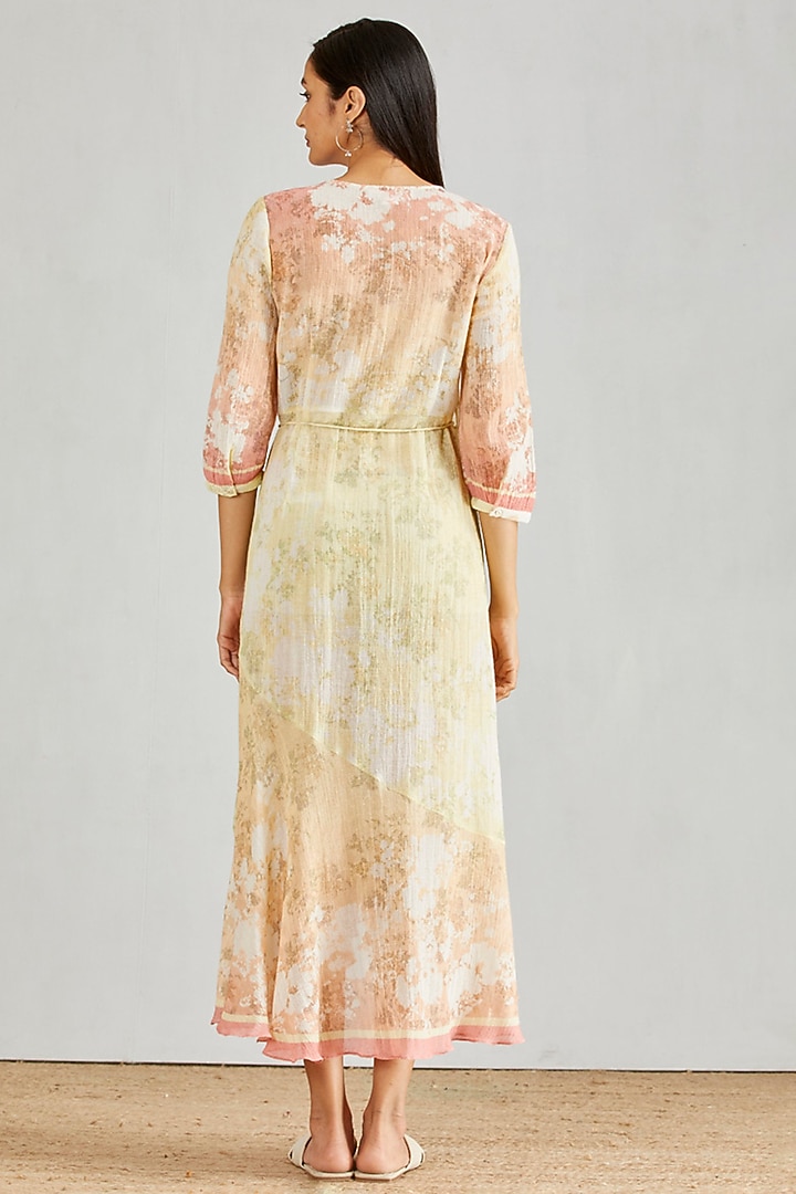 Multi Colored Cotton Printed Wrap Vacation Dress by Kavita Bhartia at Pernia's Pop Up Shop