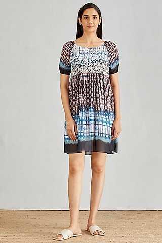 Multi Colored Printed Baby Doll Dress by Kavita Bhartia