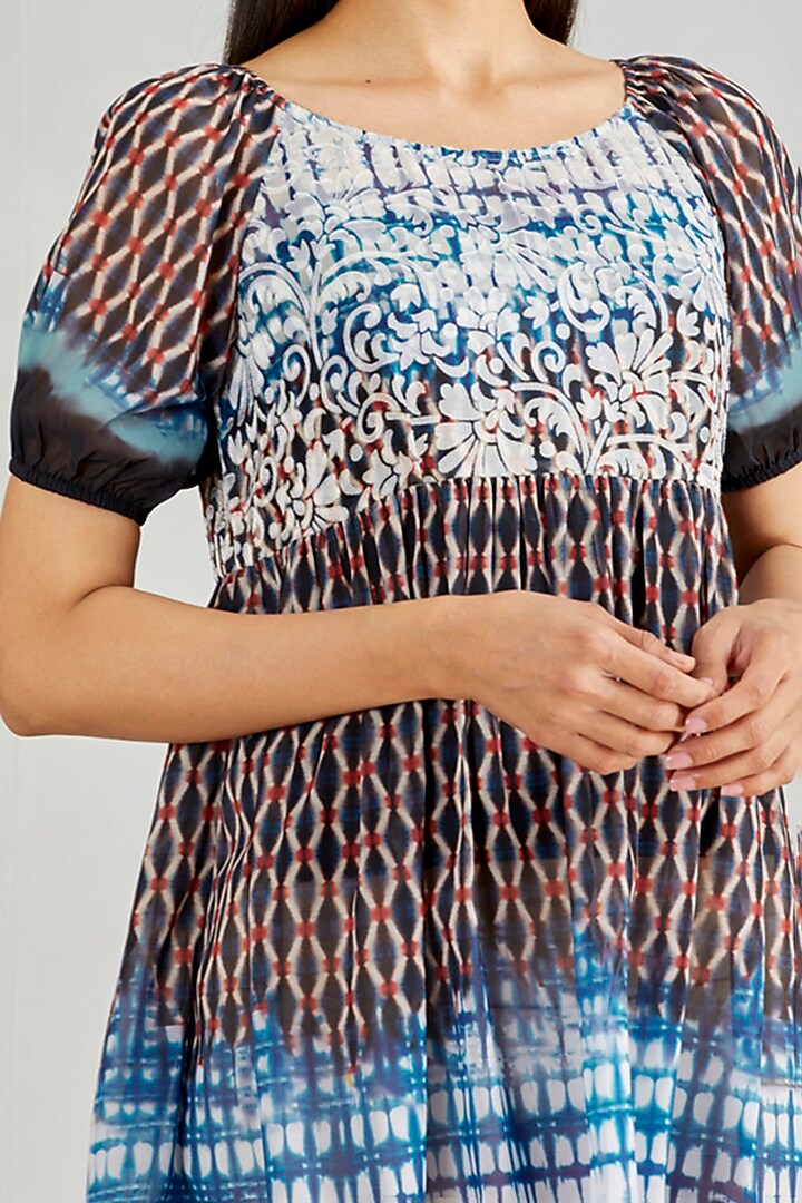 Multi Colored Printed Baby Doll Summer Dress by Kavita Bhartia at Pernia's Pop Up Shop