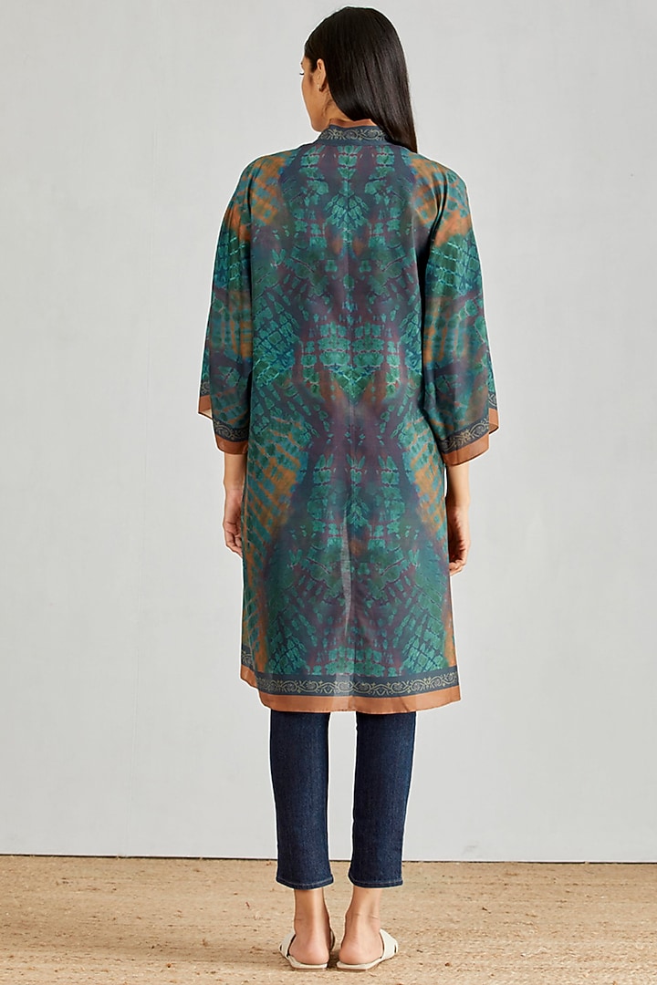 Multi Colored Printed Poly Muslin Kimono Cape by Kavita Bhartia at Pernia's Pop Up Shop