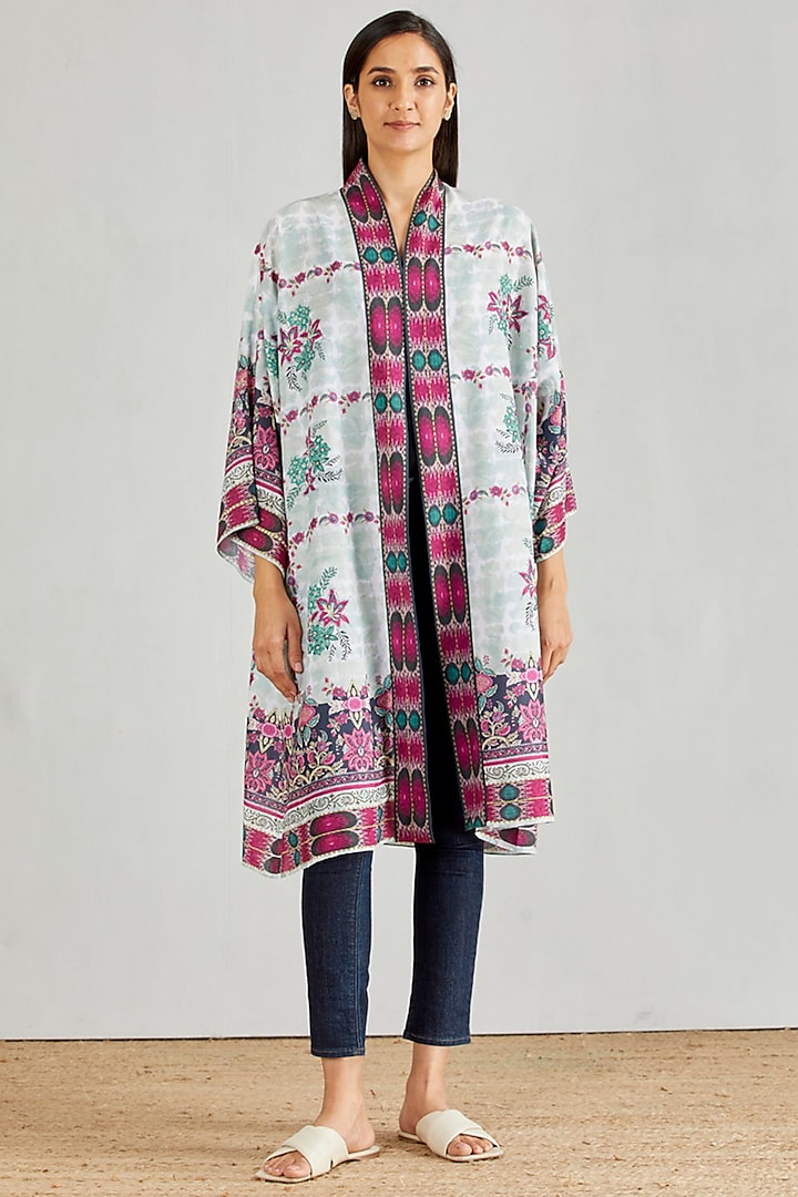 Multi Colored Printed Kimono Cape by Kavita Bhartia at Pernia's Pop Up Shop