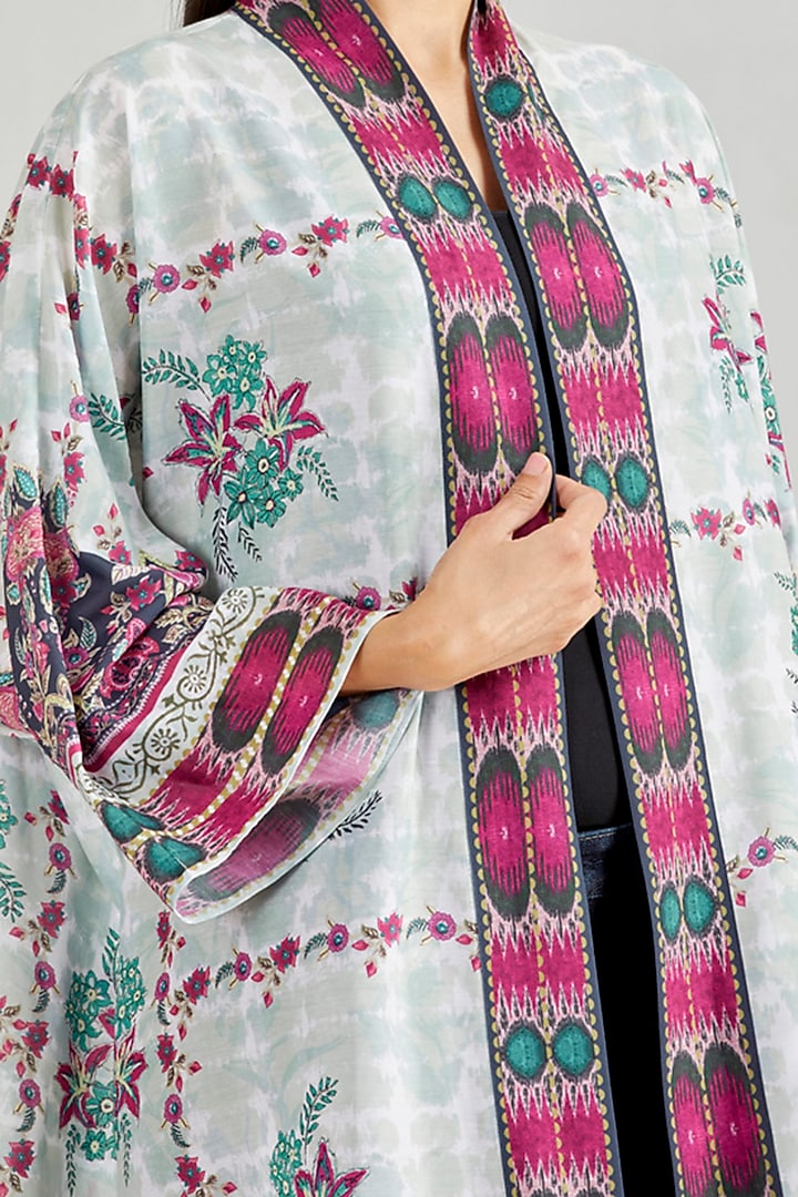 Multi Colored Printed Kimono Cape by Kavita Bhartia at Pernia's Pop Up Shop