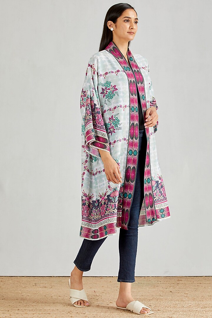Multi Colored Printed Kimono Cape by Kavita Bhartia at Pernia's Pop Up Shop