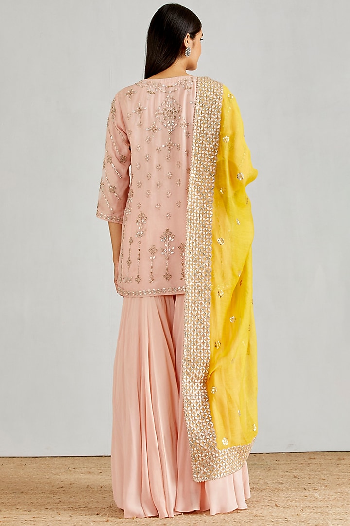 Pink Hand Embellished Wedding Sharara Set by Kavita Bhartia at Pernia's Pop Up Shop