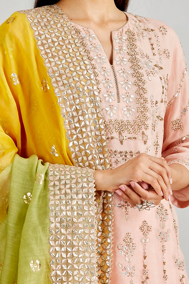 Pink Hand Embellished Wedding Sharara Set by Kavita Bhartia at Pernia's Pop Up Shop