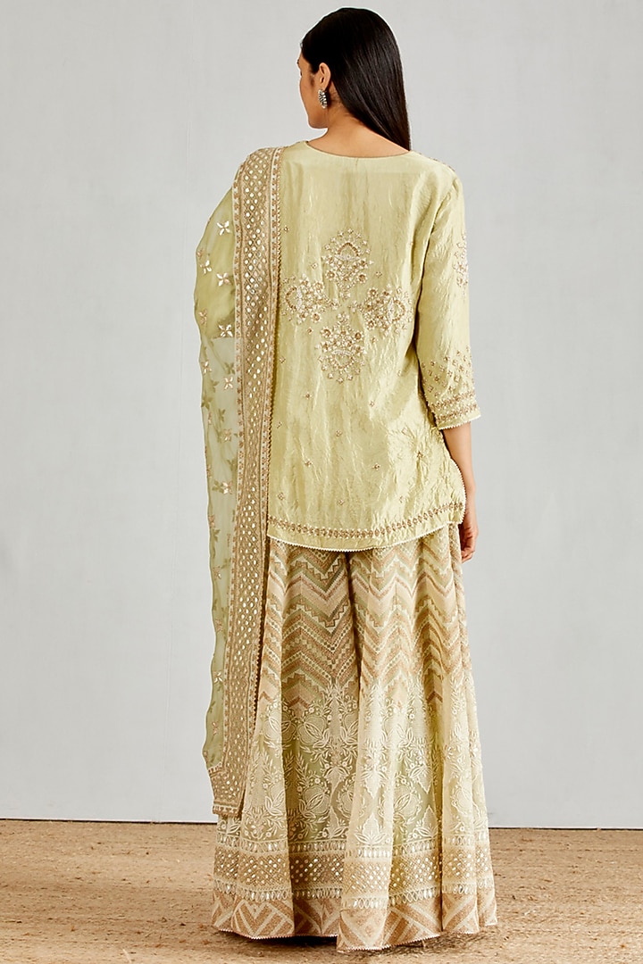 Green Chikankari Bridal Sharara Set by Kavita Bhartia at Pernia's Pop Up Shop
