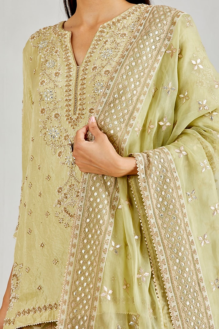 Green Chikankari Bridal Sharara Set by Kavita Bhartia at Pernia's Pop Up Shop