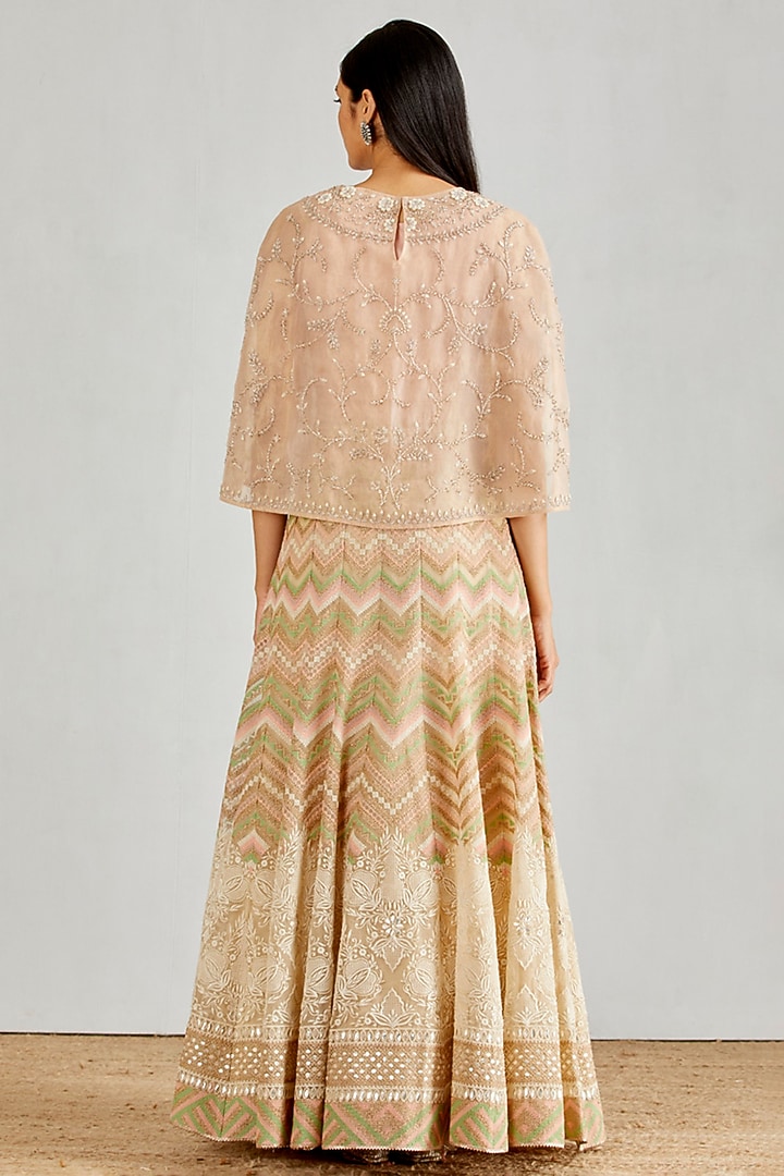Light Pink Hand Embellished Chikankari Skirt Set by Kavita Bhartia at Pernia's Pop Up Shop