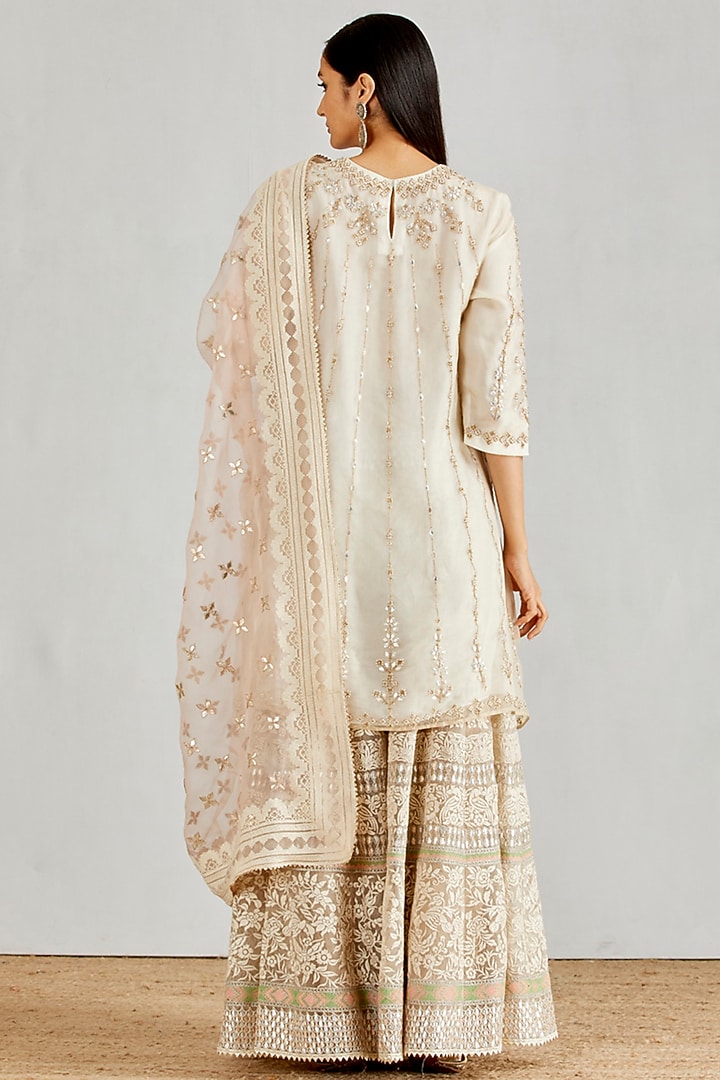Ivory Embellished Bridal Sharara Set by Kavita Bhartia at Pernia's Pop Up Shop