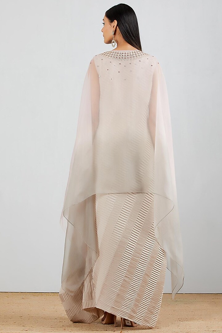 Pearl Grey Vacation Dress With Cape by Kavita Bhartia at Pernia's Pop Up Shop