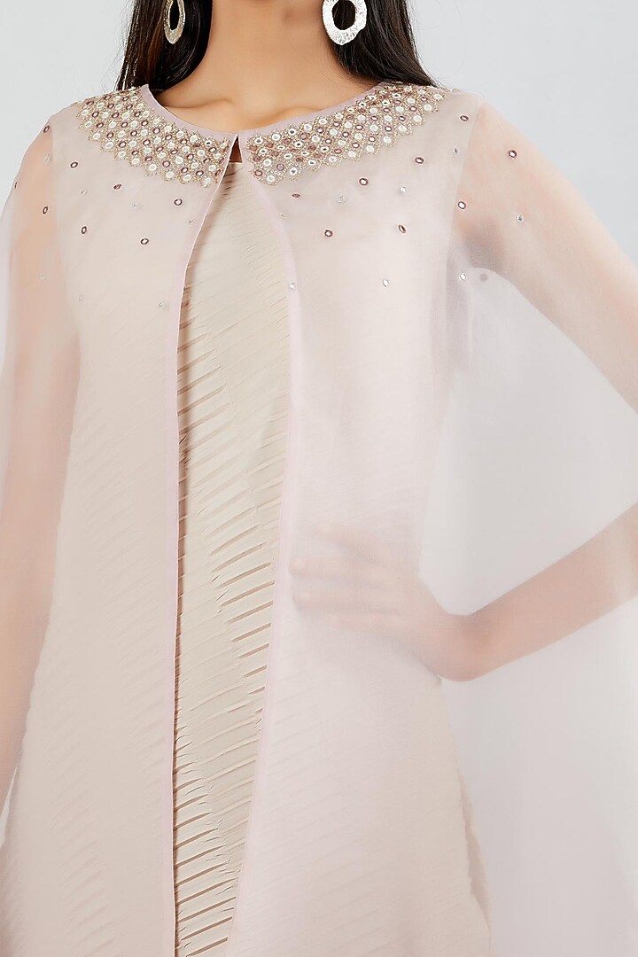 Pearl Grey Vacation Dress With Cape by Kavita Bhartia at Pernia's Pop Up Shop