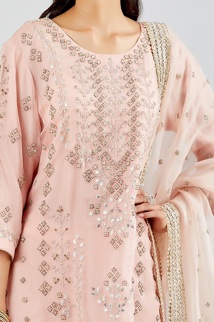 Blush Pink Embroidered Bridal Sharara Set by Kavita Bhartia at Pernia's Pop Up Shop