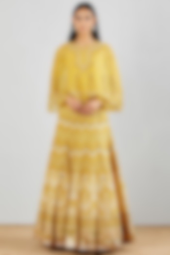 Yellow Embroidered Skirt Set by Kavita Bhartia