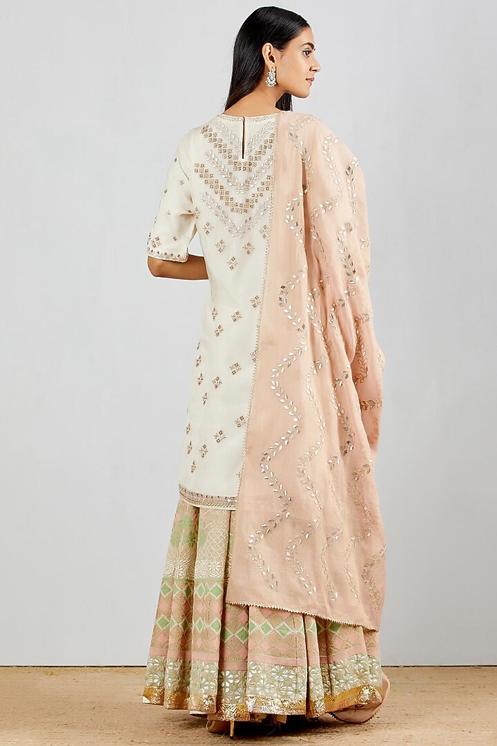Ivory Hand Embroidered Bridal Sharara Set by Kavita Bhartia at Pernia's Pop Up Shop