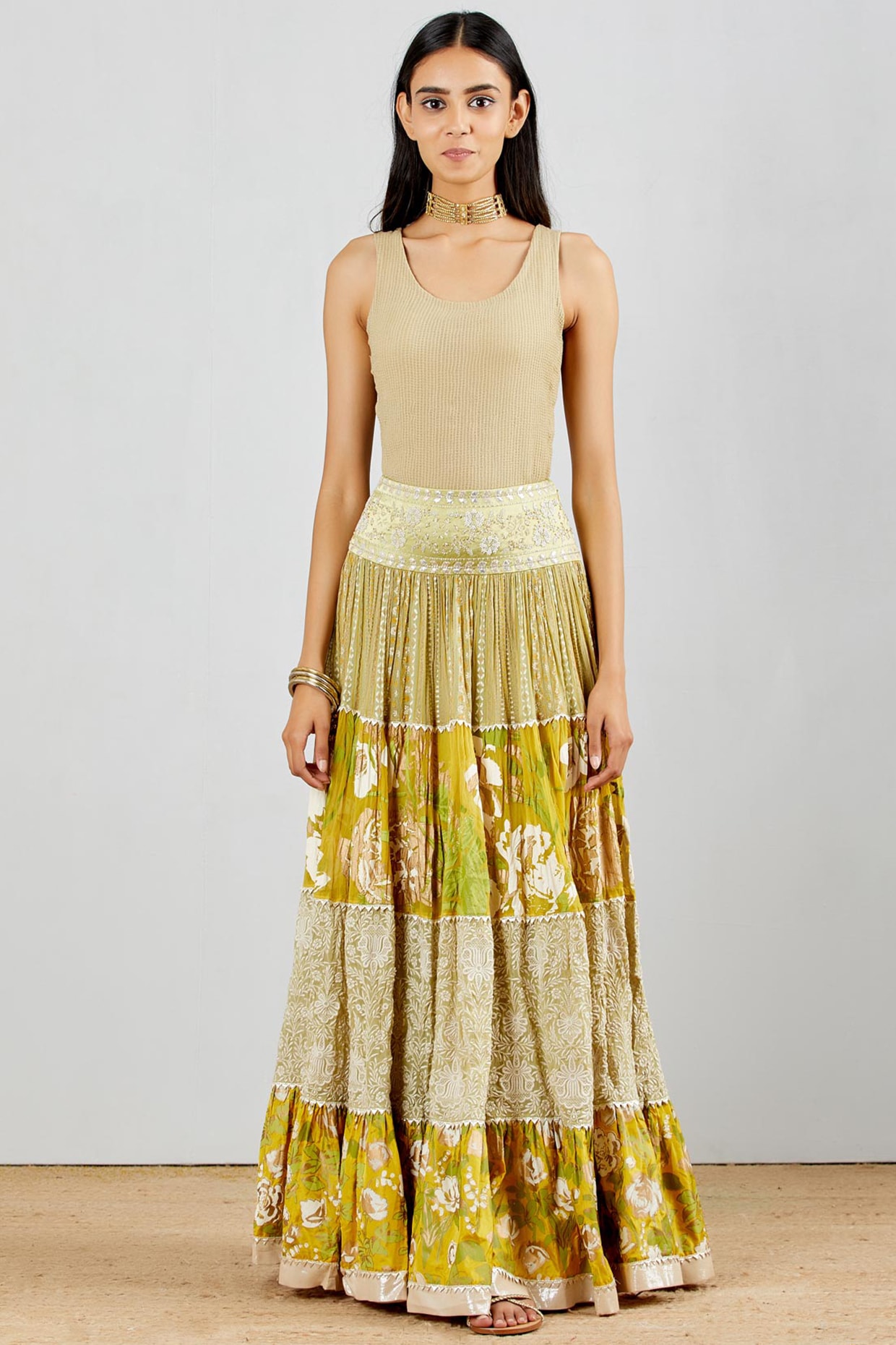 Layered skirt hotsell with kurta