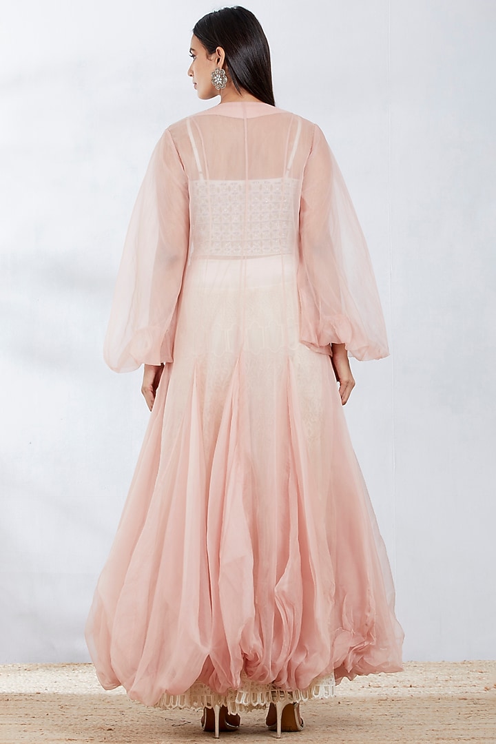 Ivory Embroidered Bridal Sharara Set With Cape by Kavita Bhartia at Pernia's Pop Up Shop
