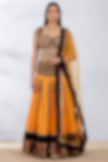Mustard Embellished Wedding Lehenga Set by Kavita Bhartia at Pernia's Pop Up Shop
