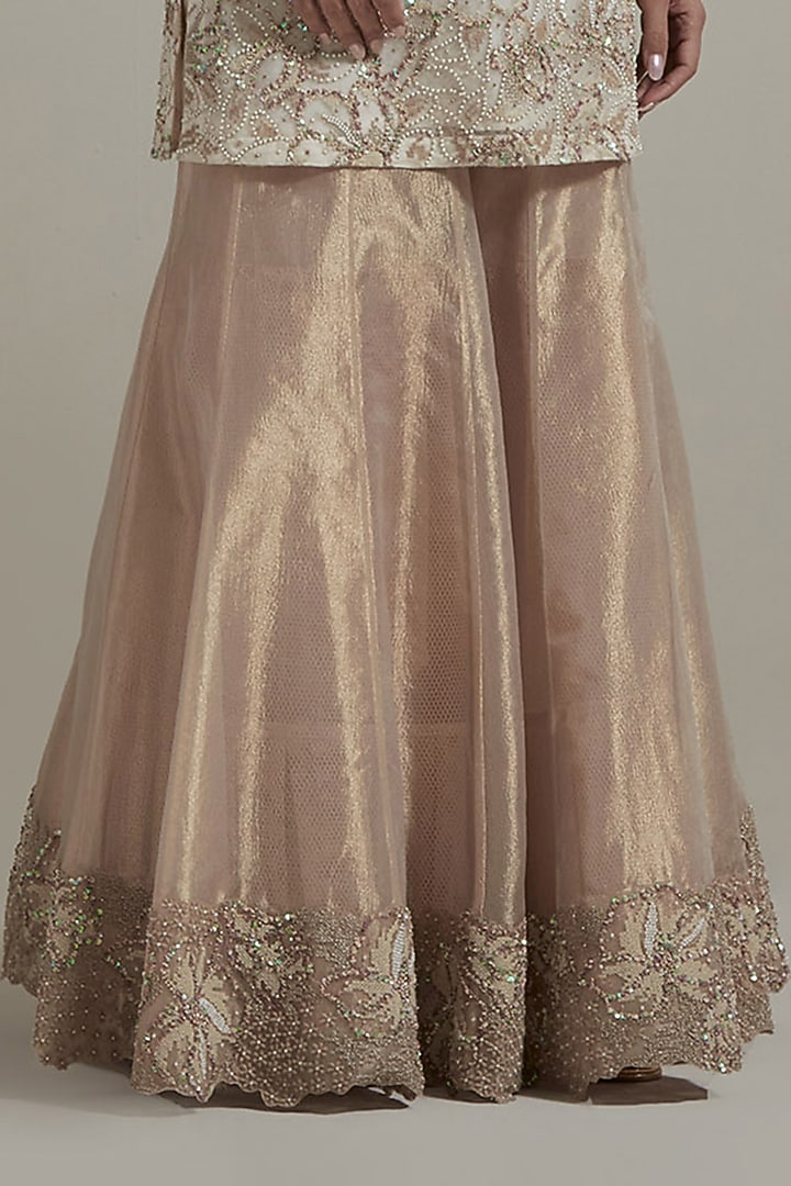 Pink Organza & Tissue Embellished Bridal Sharara Set by Kavita Bhartia at Pernia's Pop Up Shop