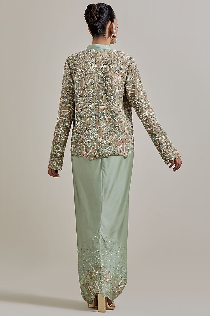 Green Organza Skirt Set by Kavita Bhartia at Pernia's Pop Up Shop