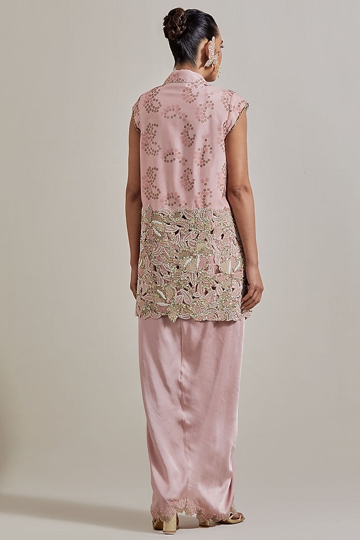 Pink Satin Skirt Set by Kavita Bhartia at Pernia's Pop Up Shop