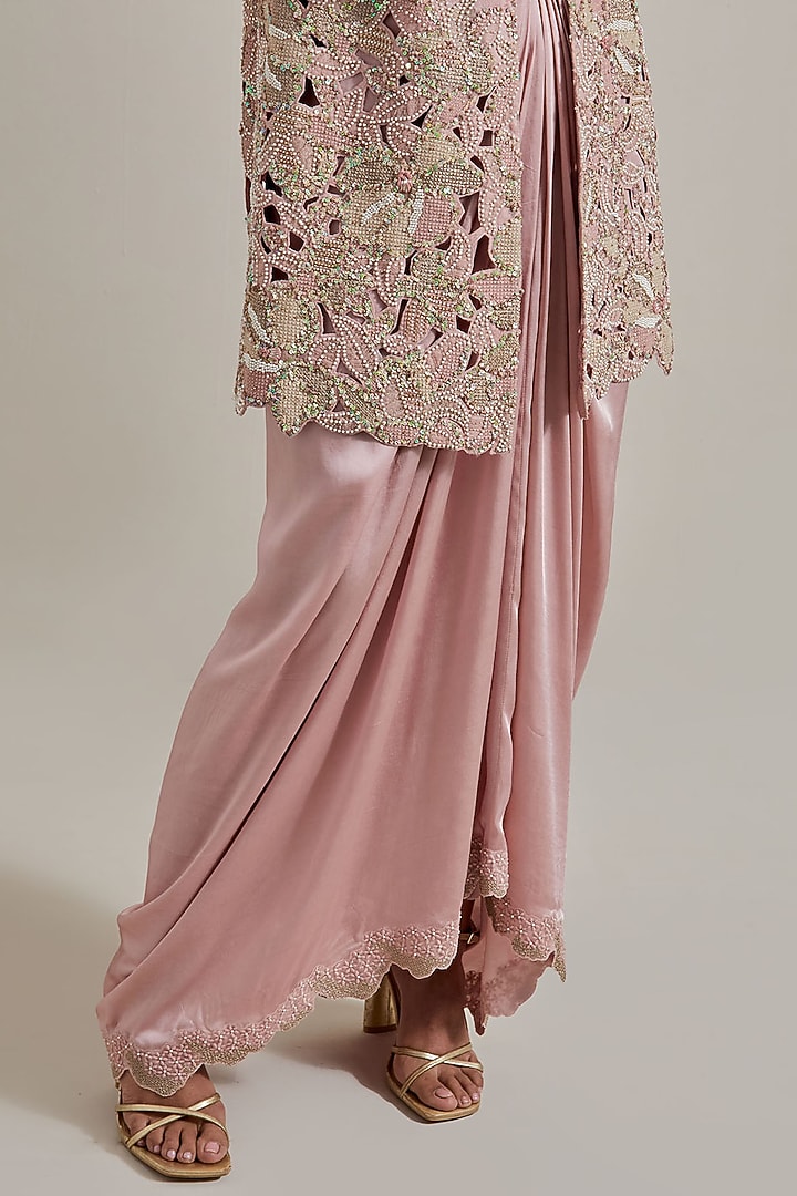 Pink Satin Skirt Set by Kavita Bhartia at Pernia's Pop Up Shop