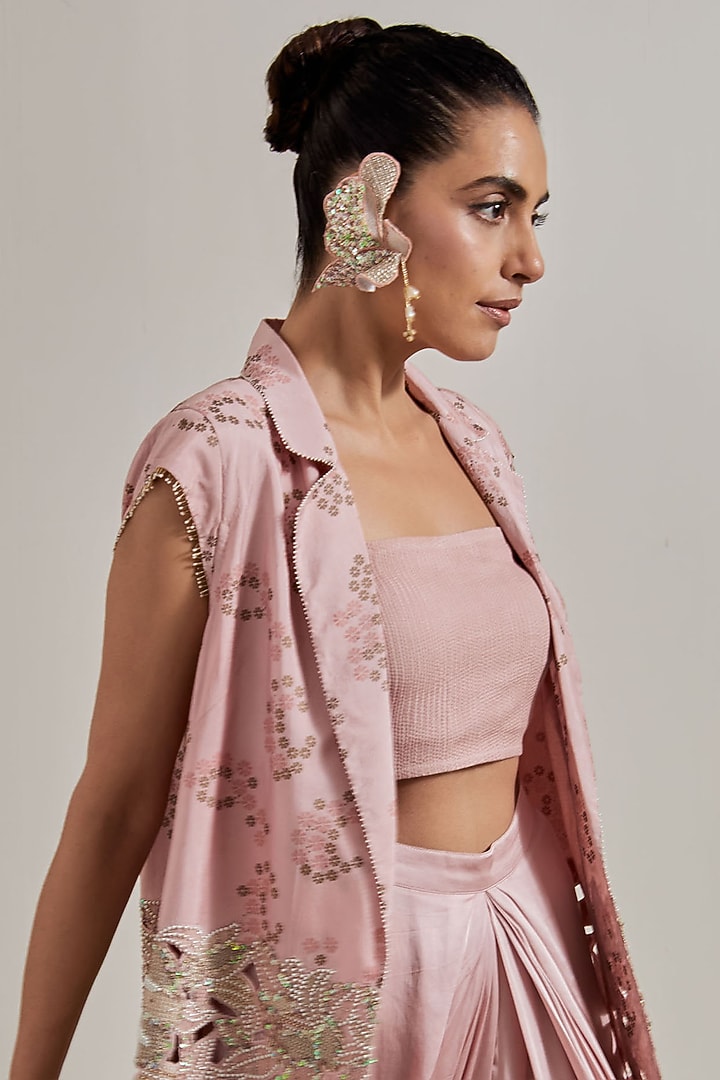Pink Satin Skirt Set by Kavita Bhartia at Pernia's Pop Up Shop