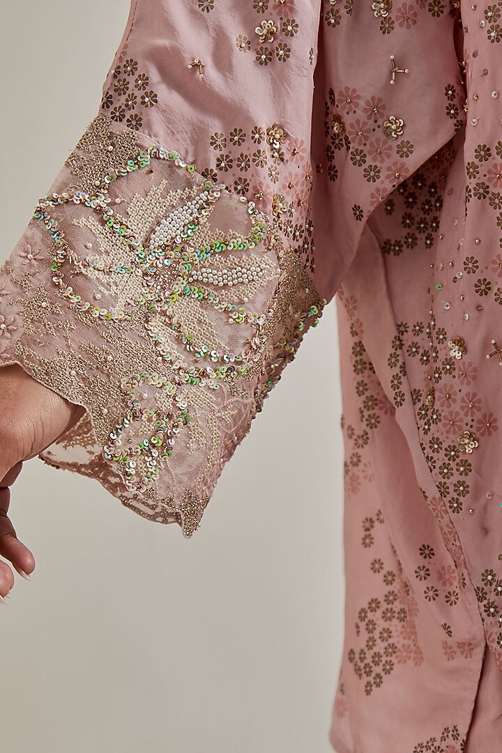 Pink Silk Hand Embellished Wedding Sharara Set by Kavita Bhartia at Pernia's Pop Up Shop