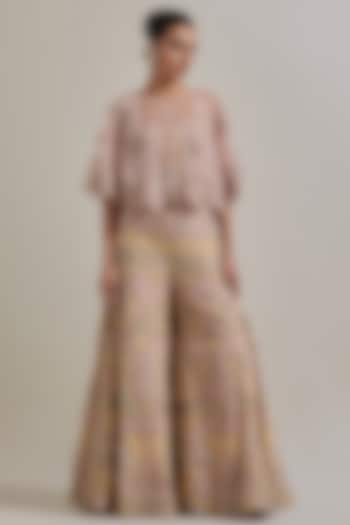 Pink Organza Hand Embellished Bridal Sharara Set by Kavita Bhartia at Pernia's Pop Up Shop
