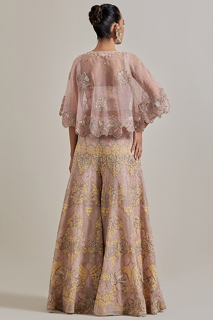 Pink Organza Hand Embellished Bridal Sharara Set by Kavita Bhartia at Pernia's Pop Up Shop
