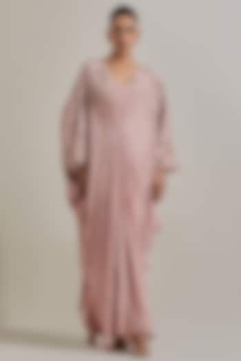 Pink Crepe Hand Embellished Kaftan by Kavita Bhartia at Pernia's Pop Up Shop