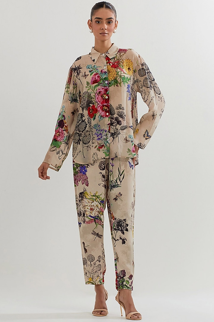 Multi-Colored Crepe & Georgette Printed Co-Ord Set by Kavita Bhartia at Pernia's Pop Up Shop