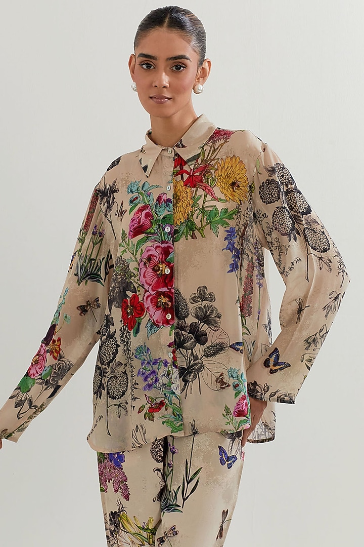 Multi-Colored Crepe & Georgette Printed Co-Ord Set by Kavita Bhartia at Pernia's Pop Up Shop