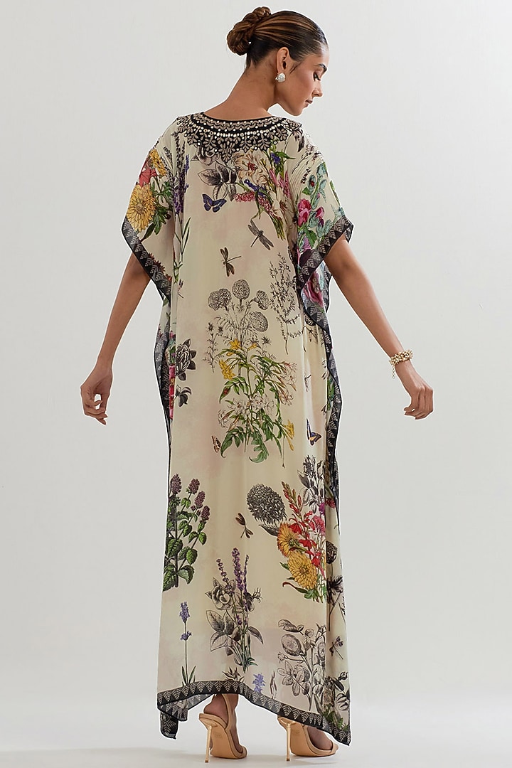 Multi-Colored Georgette Printed & Embroidered Kaftan by Kavita Bhartia at Pernia's Pop Up Shop