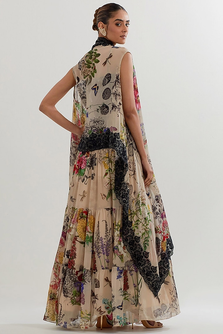 Multi-Colored Viscose Georgette Printed Skirt Set by Kavita Bhartia at Pernia's Pop Up Shop