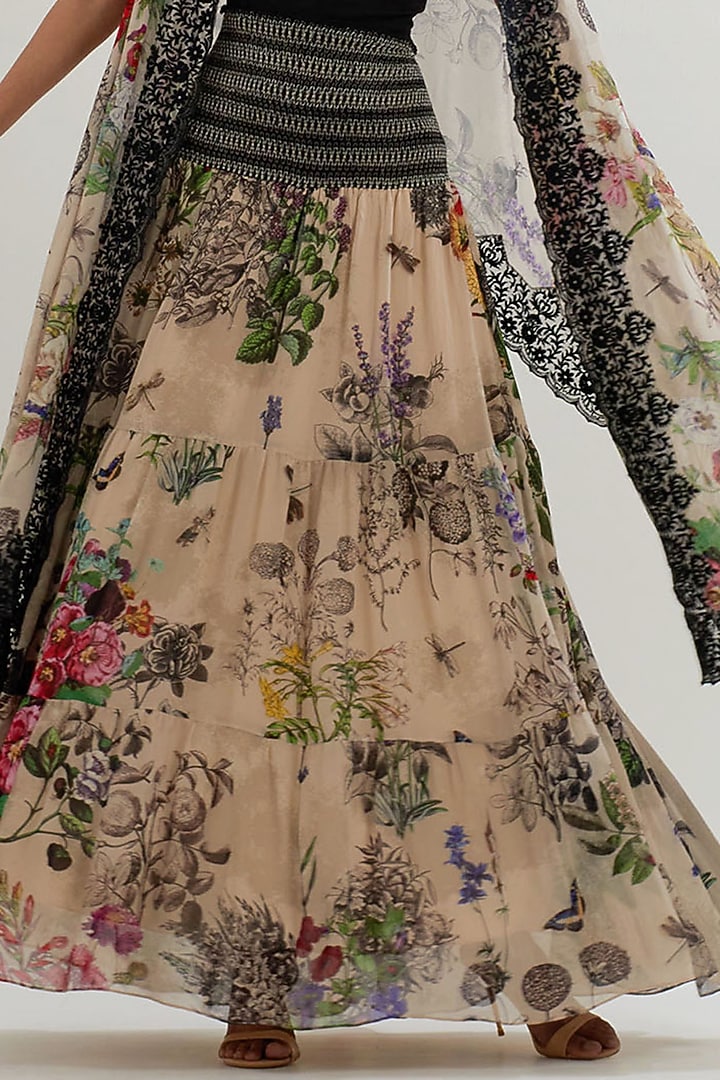 Multi-Colored Viscose Georgette Printed Skirt Set by Kavita Bhartia at Pernia's Pop Up Shop
