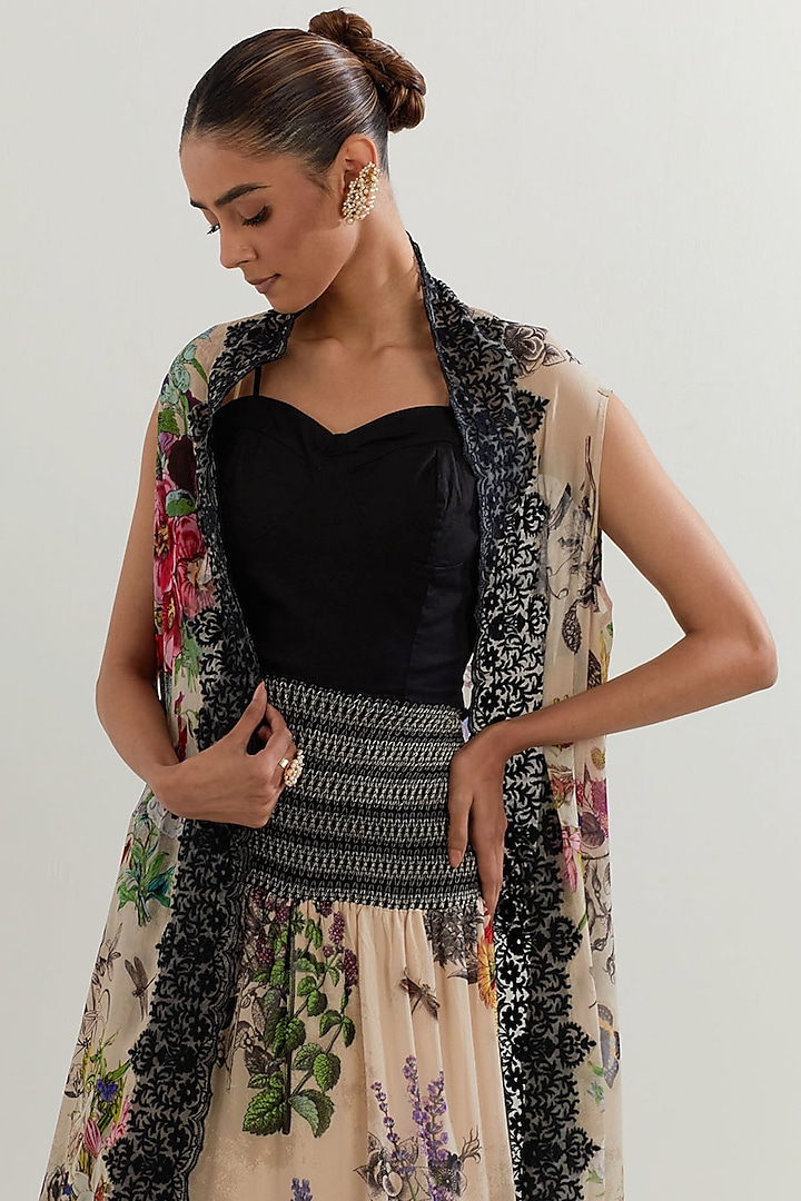 Multi-Colored Viscose Georgette Printed Skirt Set by Kavita Bhartia at Pernia's Pop Up Shop