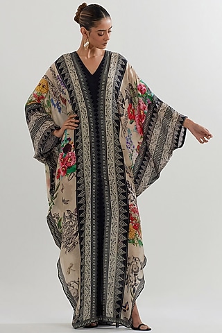 Multi-Colored Silk Printed Kaftan by Kavita Bhartia