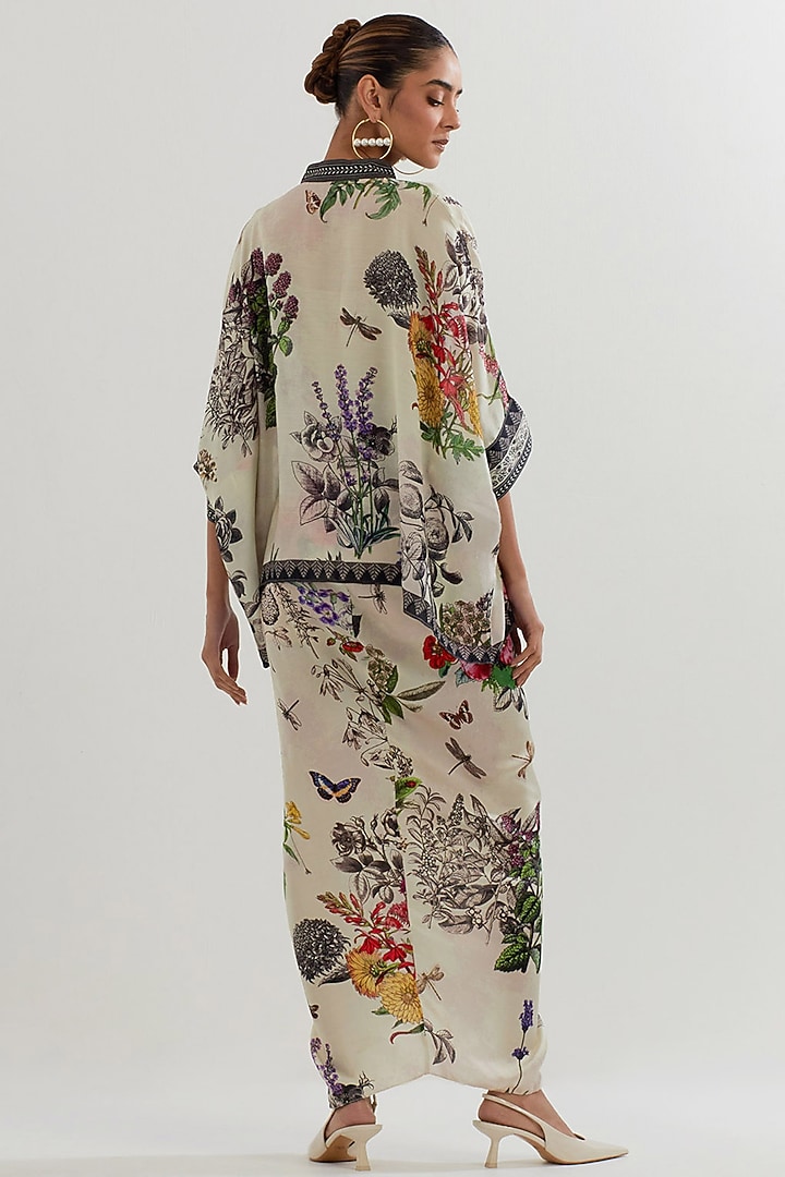Multi-Colored Modal Silk Printed Draped Skirt Set by Kavita Bhartia at Pernia's Pop Up Shop