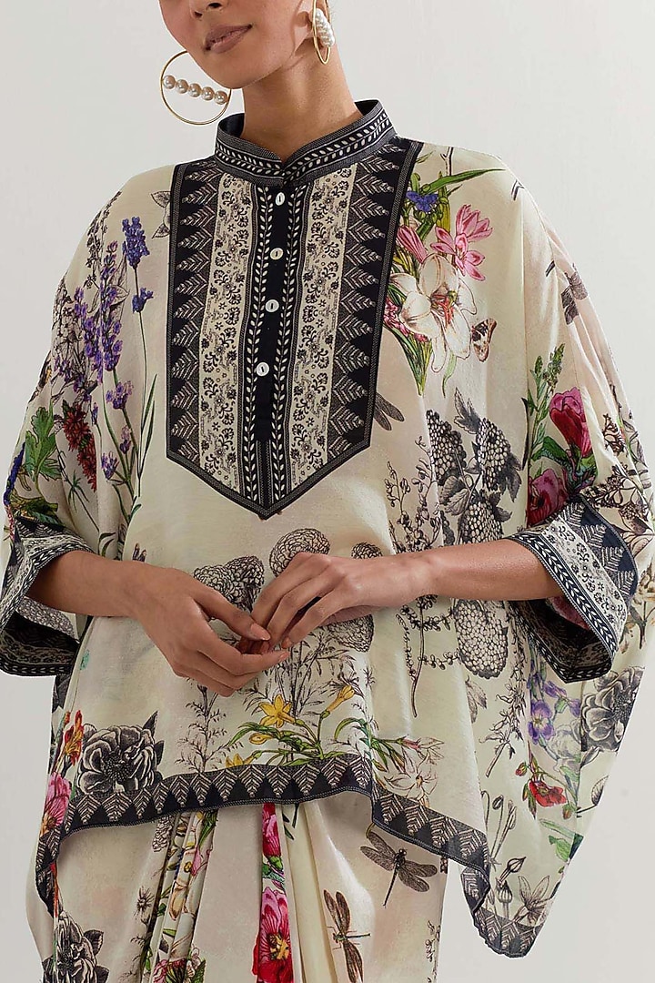 Multi-Colored Modal Silk Printed Draped Skirt Set by Kavita Bhartia at Pernia's Pop Up Shop