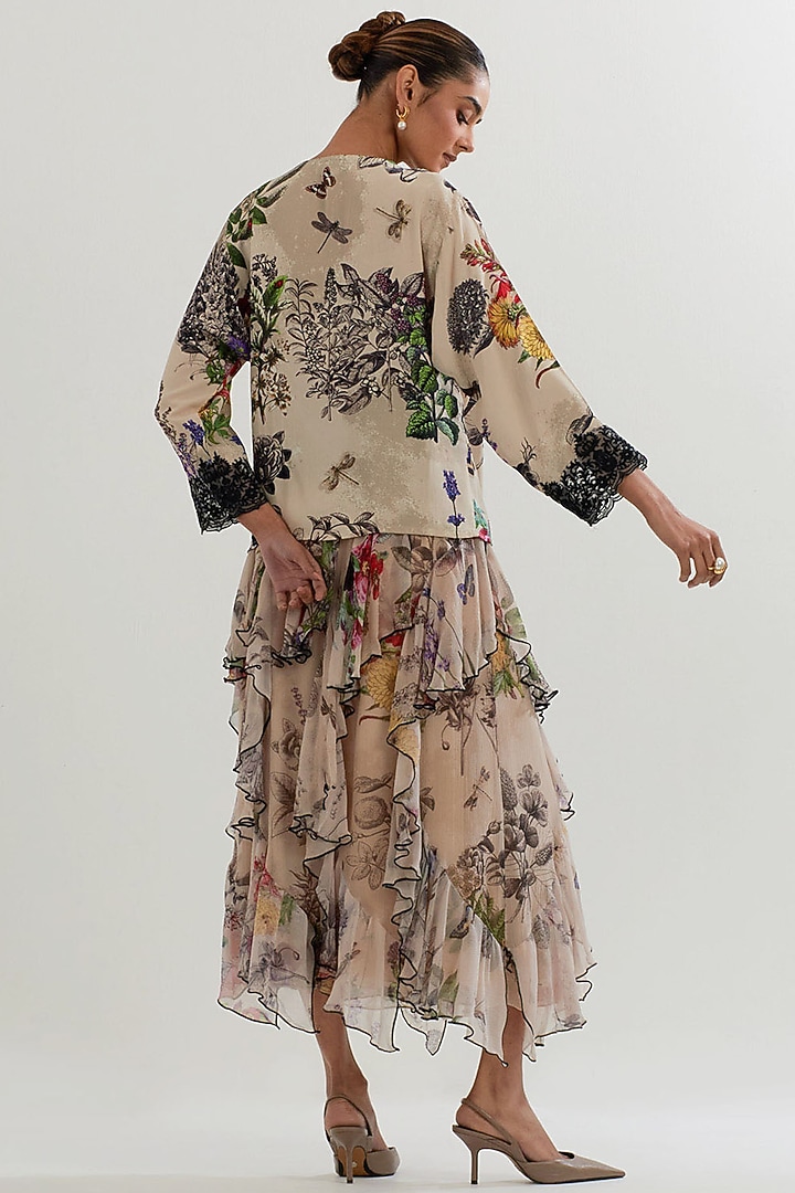 Multi-Colored Chiffon Printed Skirt Set by Kavita Bhartia at Pernia's Pop Up Shop
