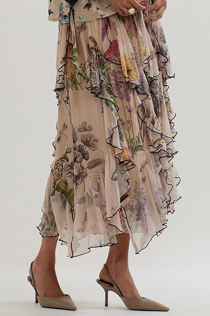 Multi-Colored Chiffon Printed Skirt Set by Kavita Bhartia at Pernia's Pop Up Shop