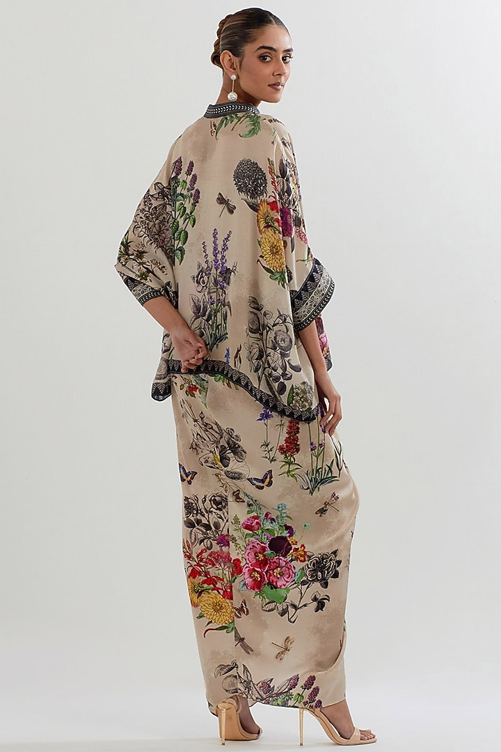Multi-Colored Modal Silk Printed Draped Skirt Set by Kavita Bhartia at Pernia's Pop Up Shop
